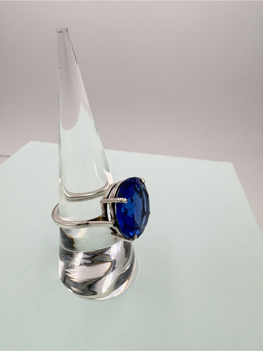 925 Sterling Silver Genuine 8CT Faceted Sapphire Gemstone Ring - Size 7.5 - Picture 14 of 17
